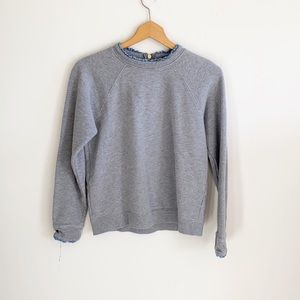 J.crew gray ruffled trim pullover sweatshirt
